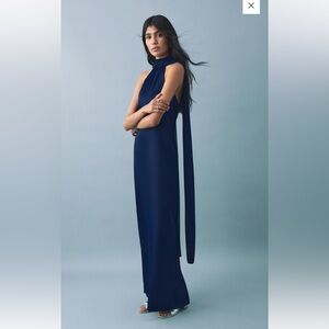 MANGO SATIN HALTER NECK DRESS